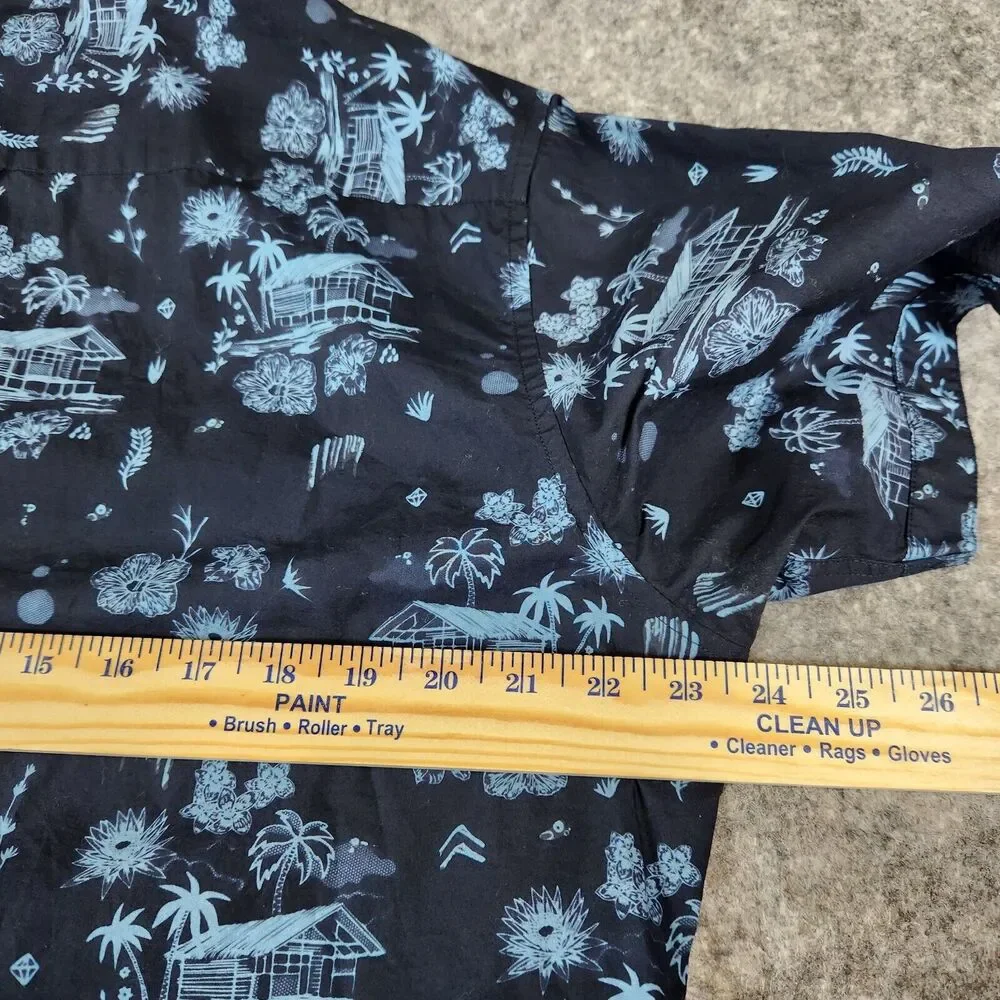 7 Diamonds Shirt Mens XL Blue Lake House Floral All Over Print Palms‎ La Villa